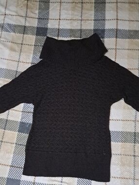 Maurices Brown Off-Shoulder Cable Knit Turtleneck Sweater
